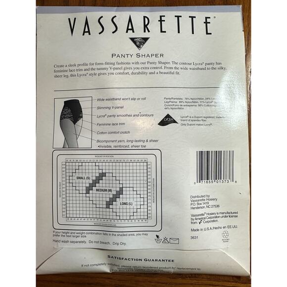 VASSARETTE Ivory Panty Shaper Tummy Control V-Panel Hosiery SZ M A100308 - Picture 2 of 2